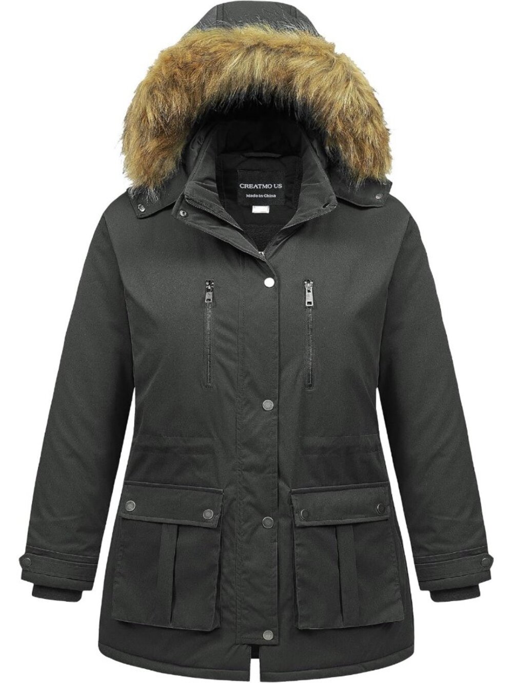 Plus Size Waterproof Winter Coat, Long Puffer Jacket, Warm Military Parka with